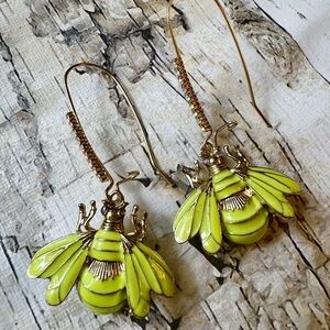 Betsey Johnson Large Yellow Bee Earrings